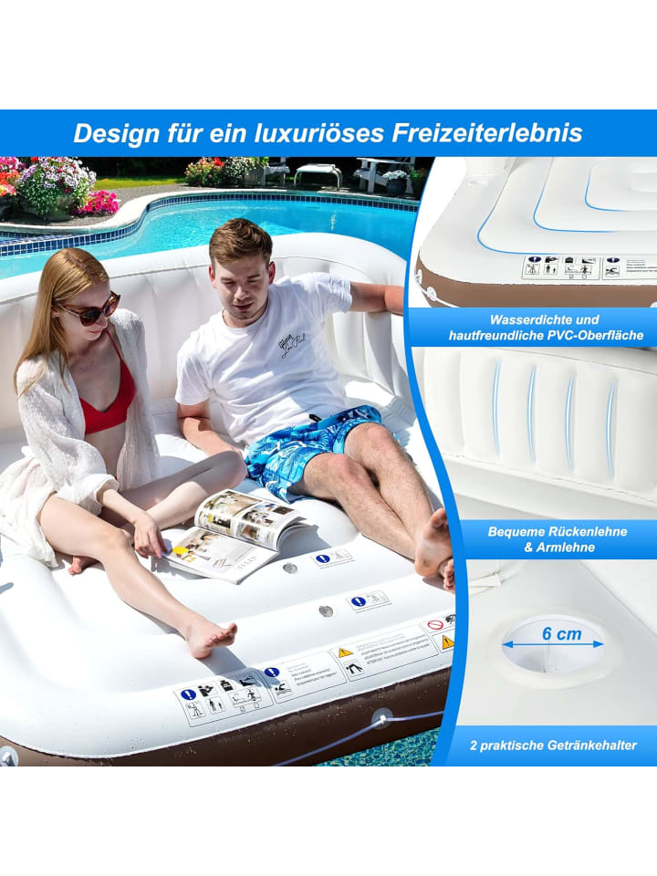 COSTWAY Badeinsel Aufblasbar für 2 Erwachsene in Beige günstig kaufen onesize
