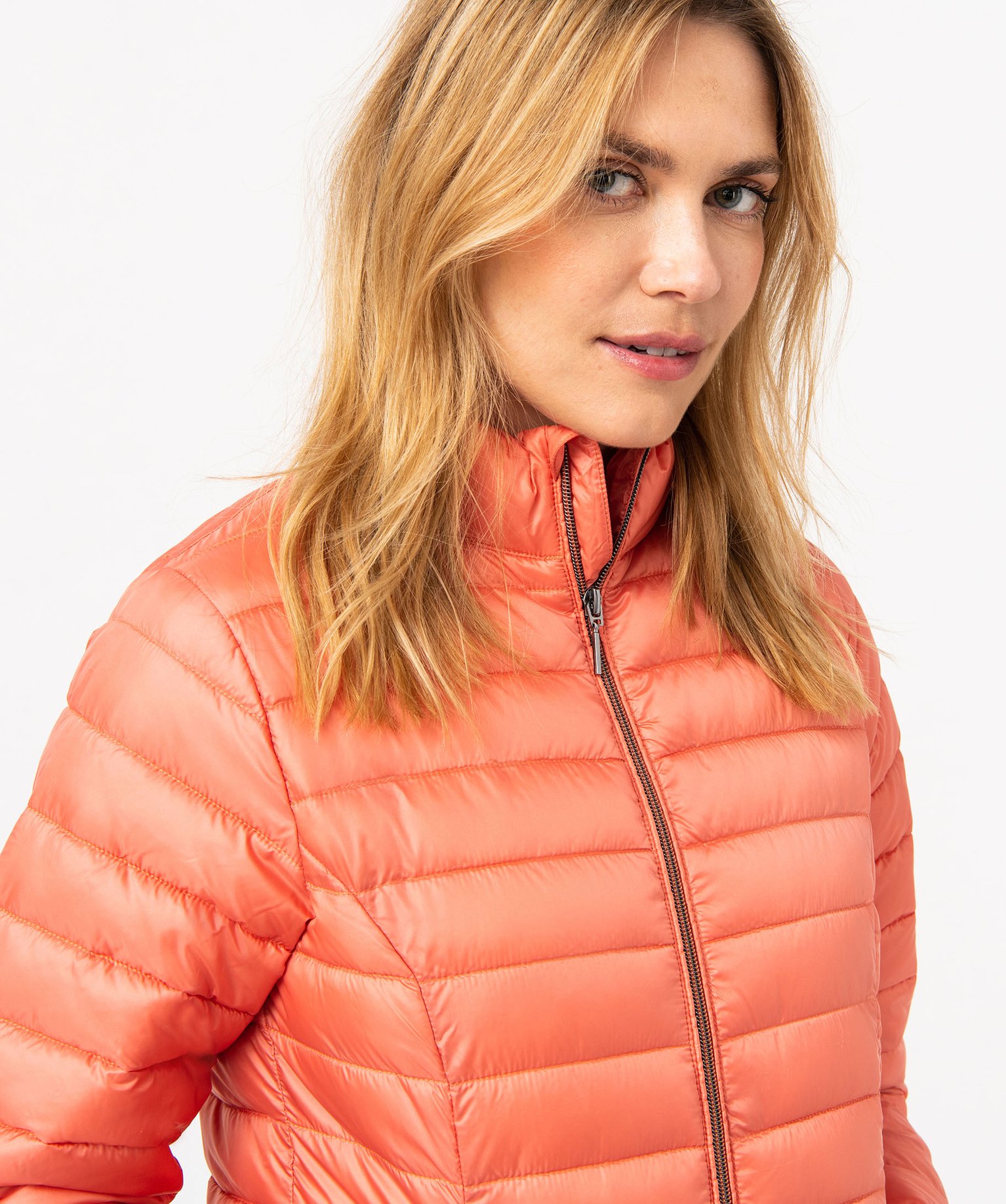 Doudoune à col montant avec rembourrage fin femme rose | GEMO