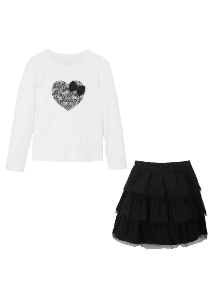 Mädchen Langarmshirt und Tüllrock (2-tlg.Set)