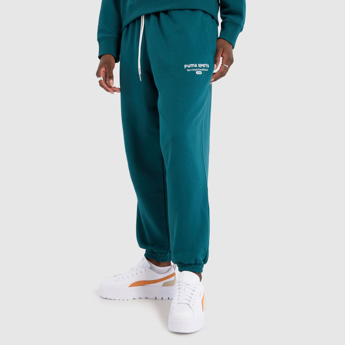 PUMA melegítőnadrág sötétzöld színben