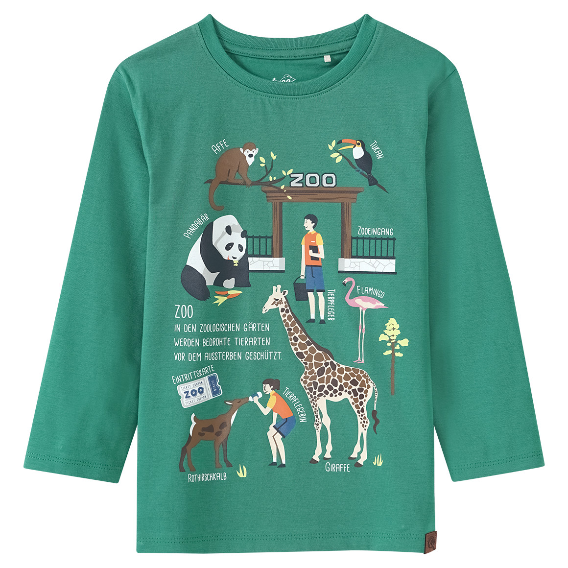 Kinder Langarmshirt mit Zoo-Motiv