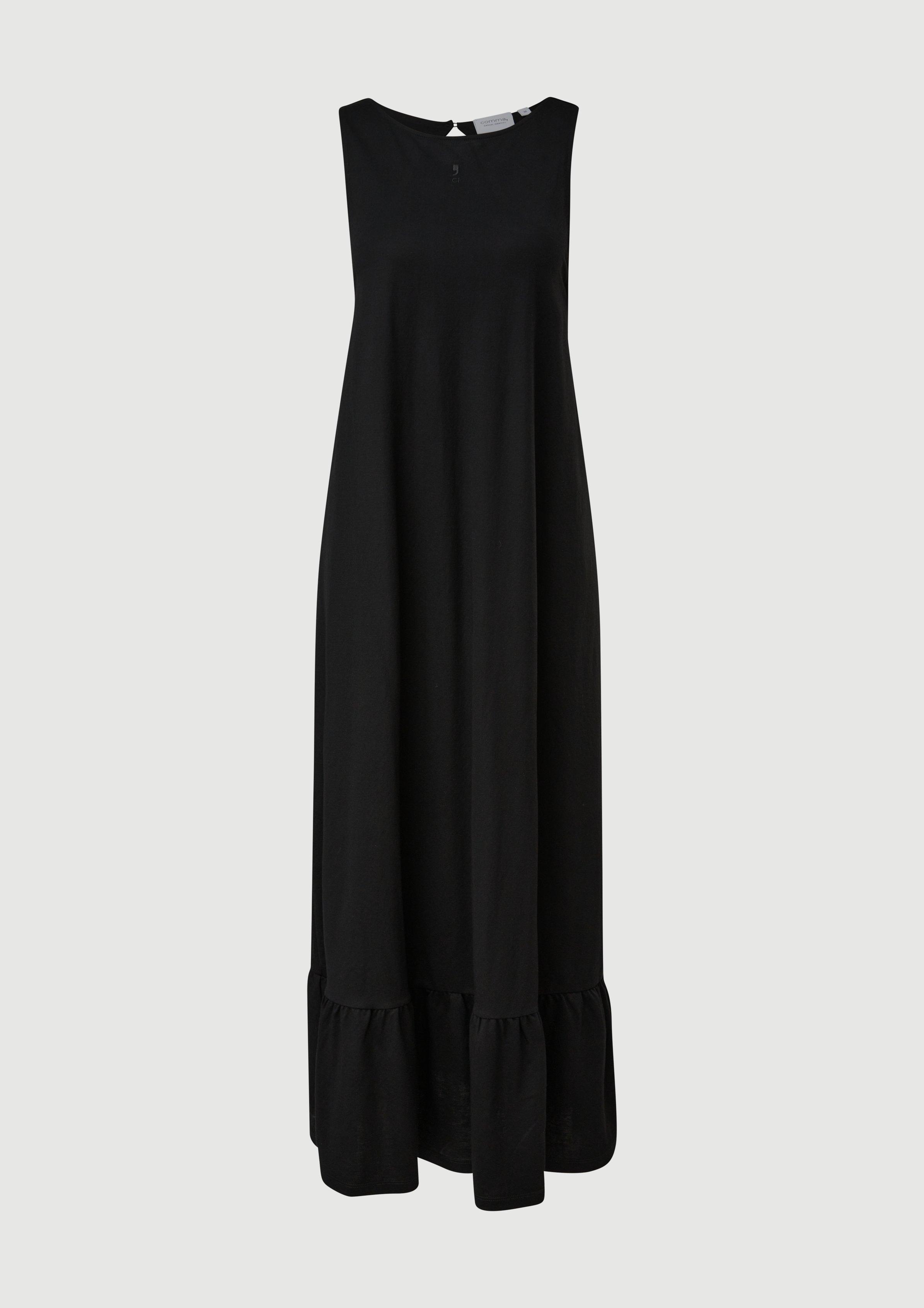 Volantkleid aus Piqué - schwarz