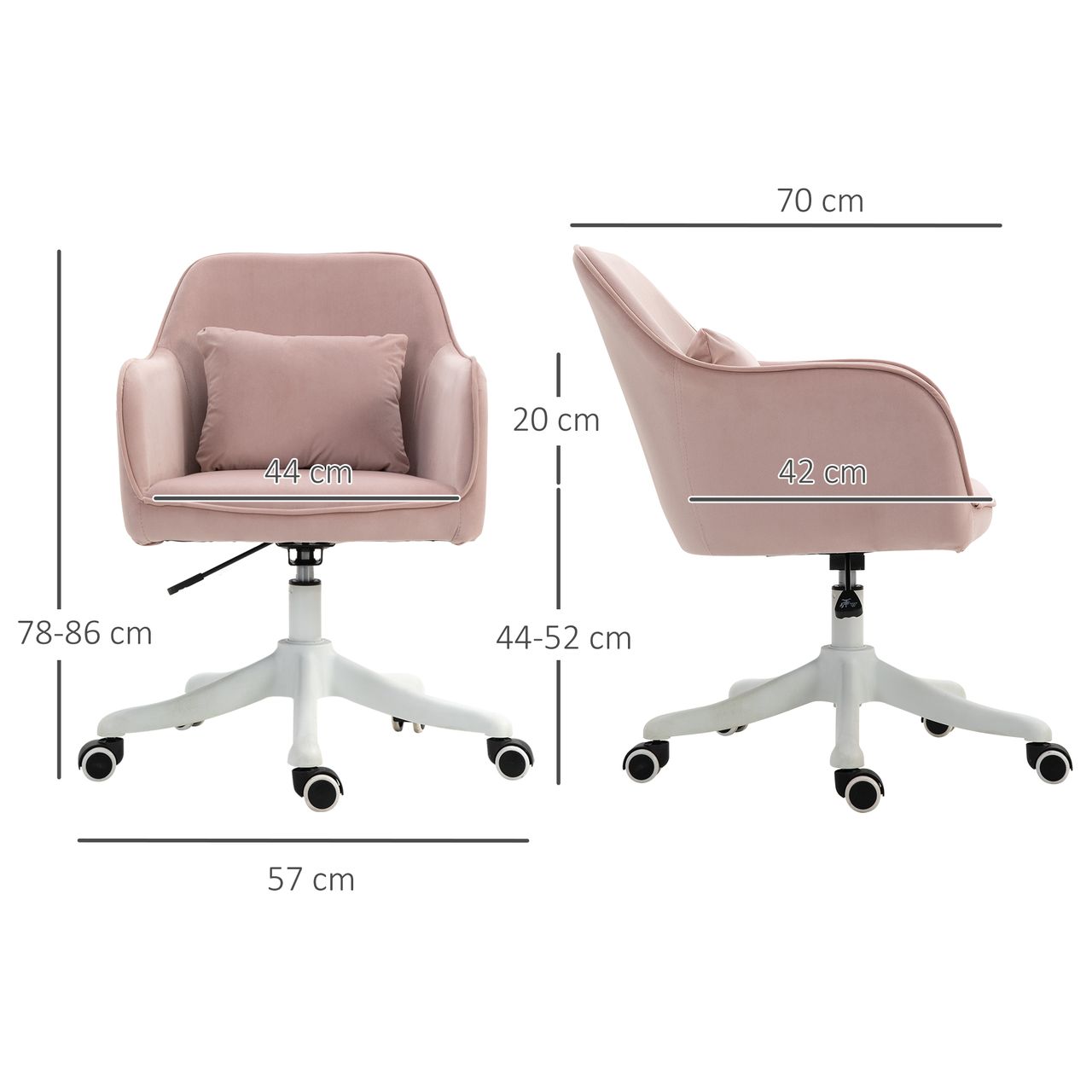 Vinsetto Massage Bürostuhl Drehstuhl mit Vibrationsfunktion Samt Rosa