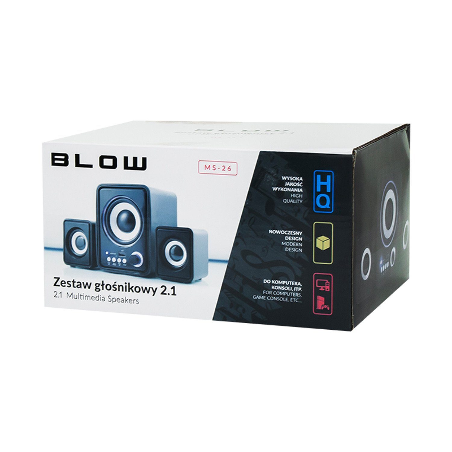 BLOW MS-26 2.1 2.1 Soundsystem (11 W, USB, AUX, MicroSD, Lautstärkeregelung, Blaue Bleuchtung)