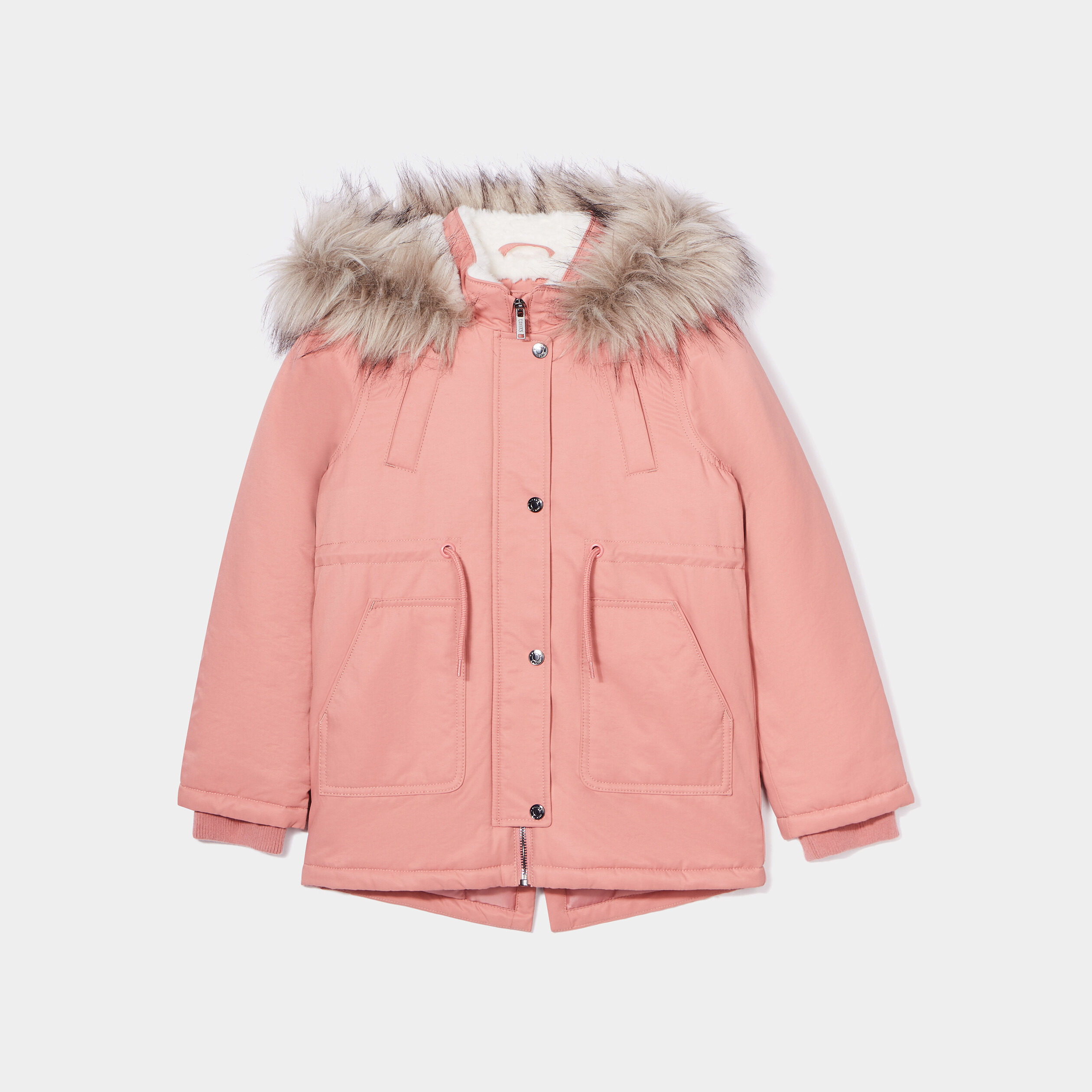 Parka à capuche avec fourrure vieux rose fille | La Halle