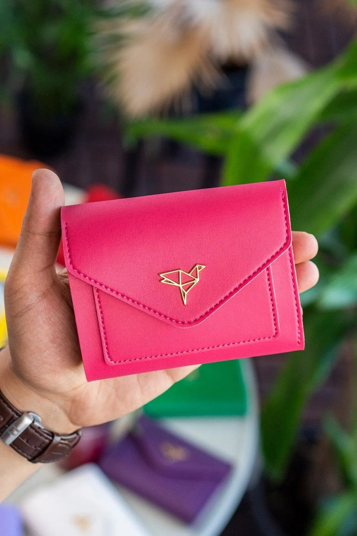 Garbalia  Columbia Mini-Damenbrieftasche aus veganem Leder in Fuchsia mit Münzfach und losem Kartenhalter