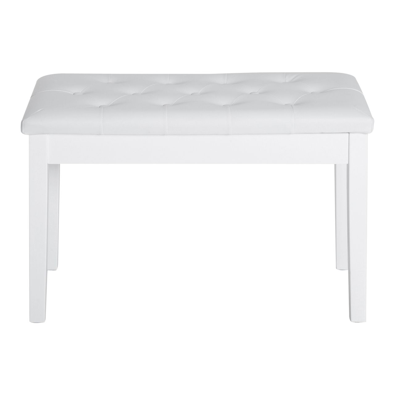 HOMCOM Klavierhocker Klavierbank traditionellen Landhausstil kosmetischer Hocker Stauraum Gummiholz Kunstleder Weiß 76 x 36 x 50 cm