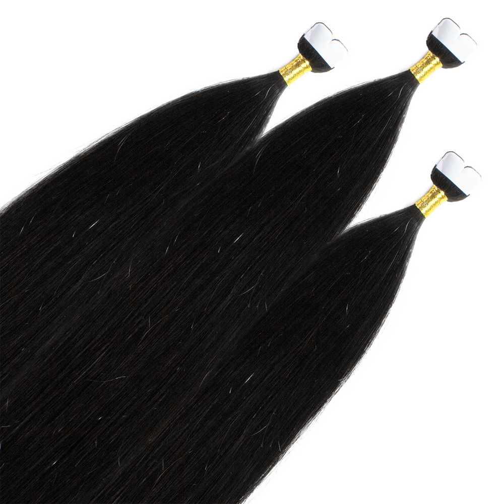 hair2heart Extensions adhesives Mini Tape Premium cheveux naturels #1 Noir extensions