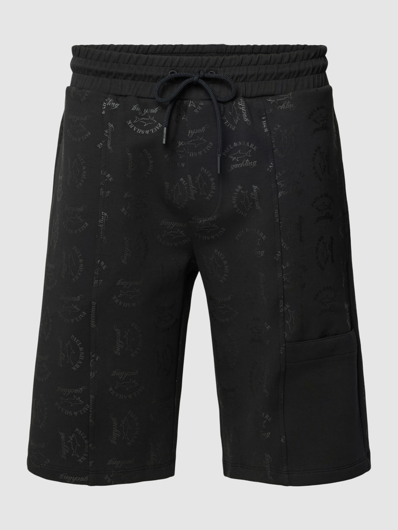 Sweatshorts mit Logo-Muster in schwarz