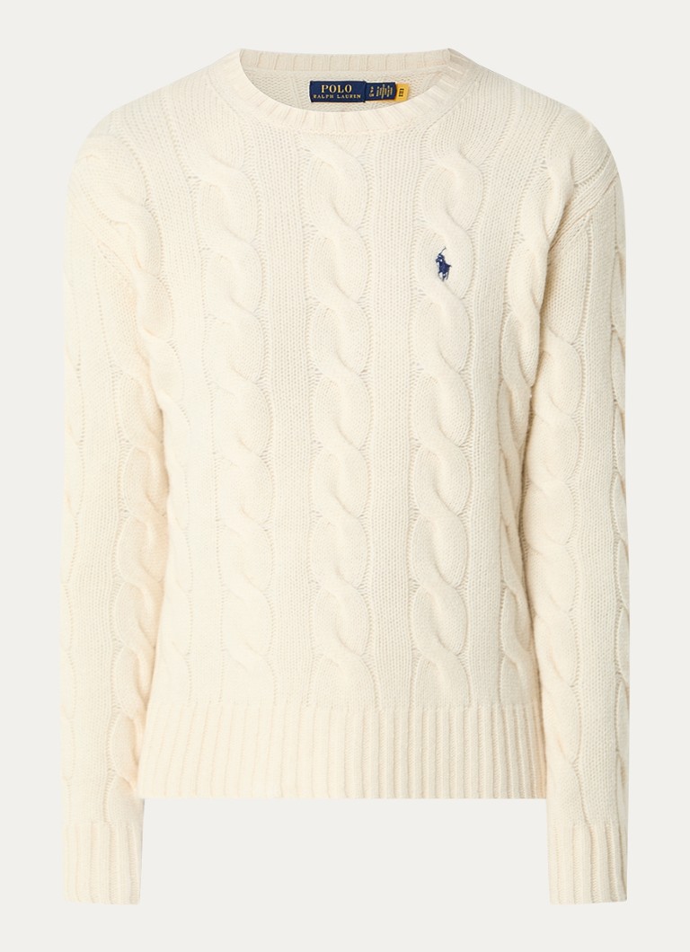 Pulover Ralph Lauren din amestec de cașmir, tricotat cu împletitură și cu logo brodat.