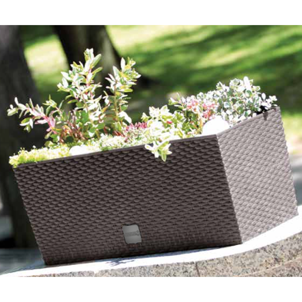 Powertec Garden Design-Pflanzkasten 2in1 in Rattanoptik, 30L, dunkelbraun 2er Set