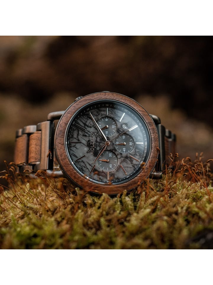 Holzkern Herrenuhr Quarz Chronograph Askja Walnuss/Marmor Anthrazit günstig kaufen onesize