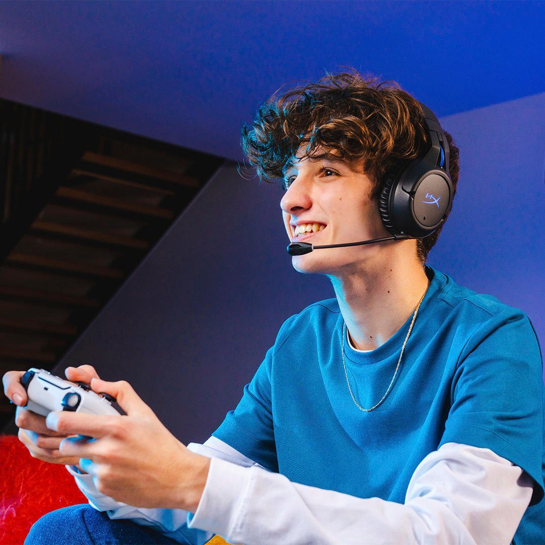 HyperX Cloud Flight Wireless Black/Blue für PlayStation Gaming-Headset (Mikrofon abnehmbar, Rauschunterdrückung, Wireless)