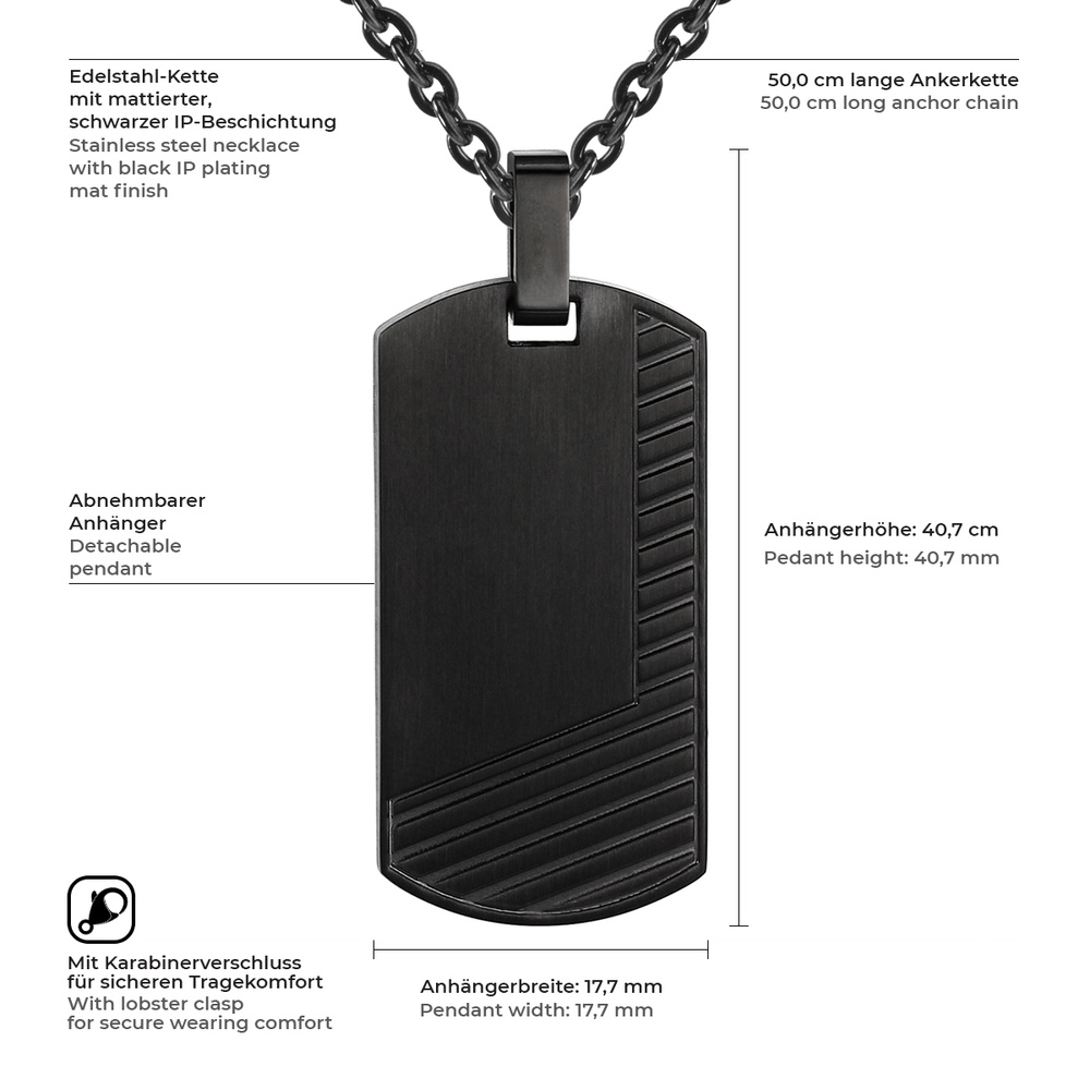 True Rebels Collier en acier inoxydé Acier inoxydable en Noir collier
