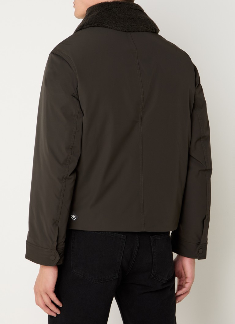Emporio Armani Quilted jacket with side pockets and detachable teddy collar