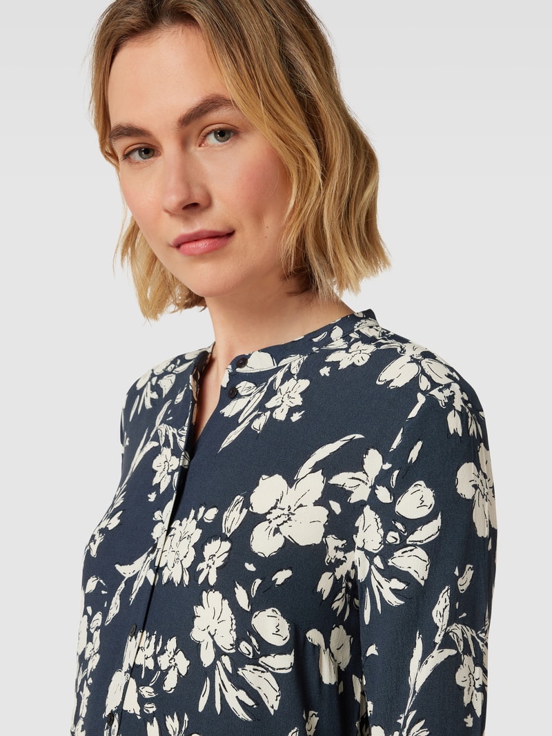 Knielanges Kleid aus Viskose mit floralem Muster in schwarz