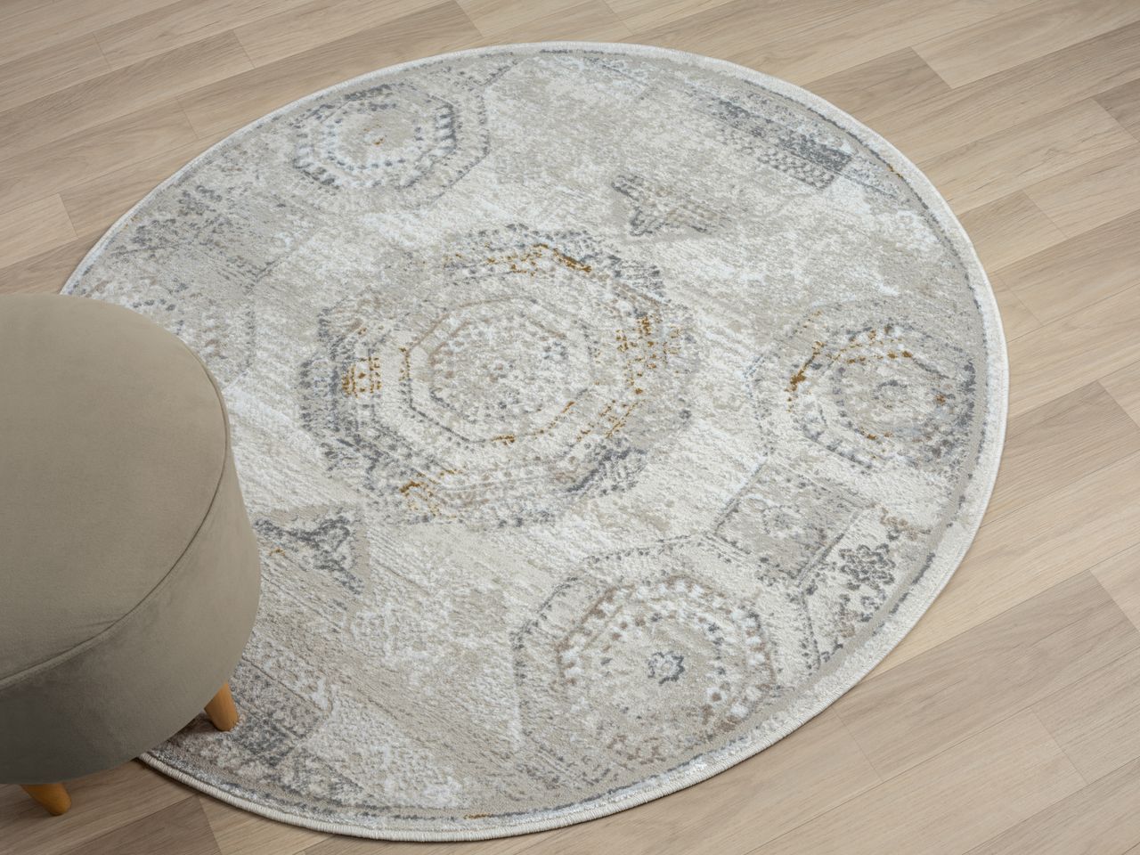 MyFlair Teppich Mabel, 120cm x 120cm, Farbe Beige, rund, Florhöhe 10mm