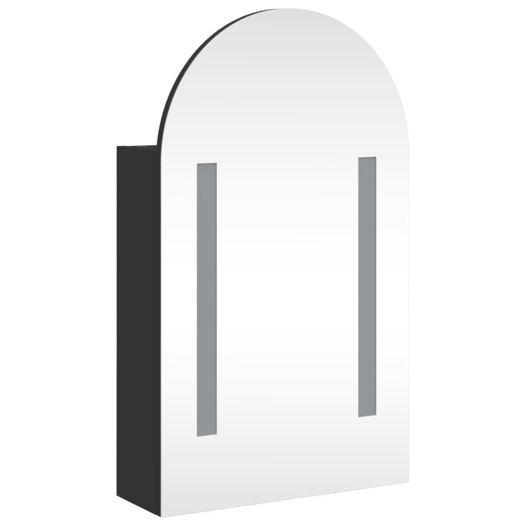 vidaXL Badezimmerspiegelschrank Spiegelschrank mit LED-Beleuchtung Gewölbt Schwarz 42x13x70 cm (1-St)