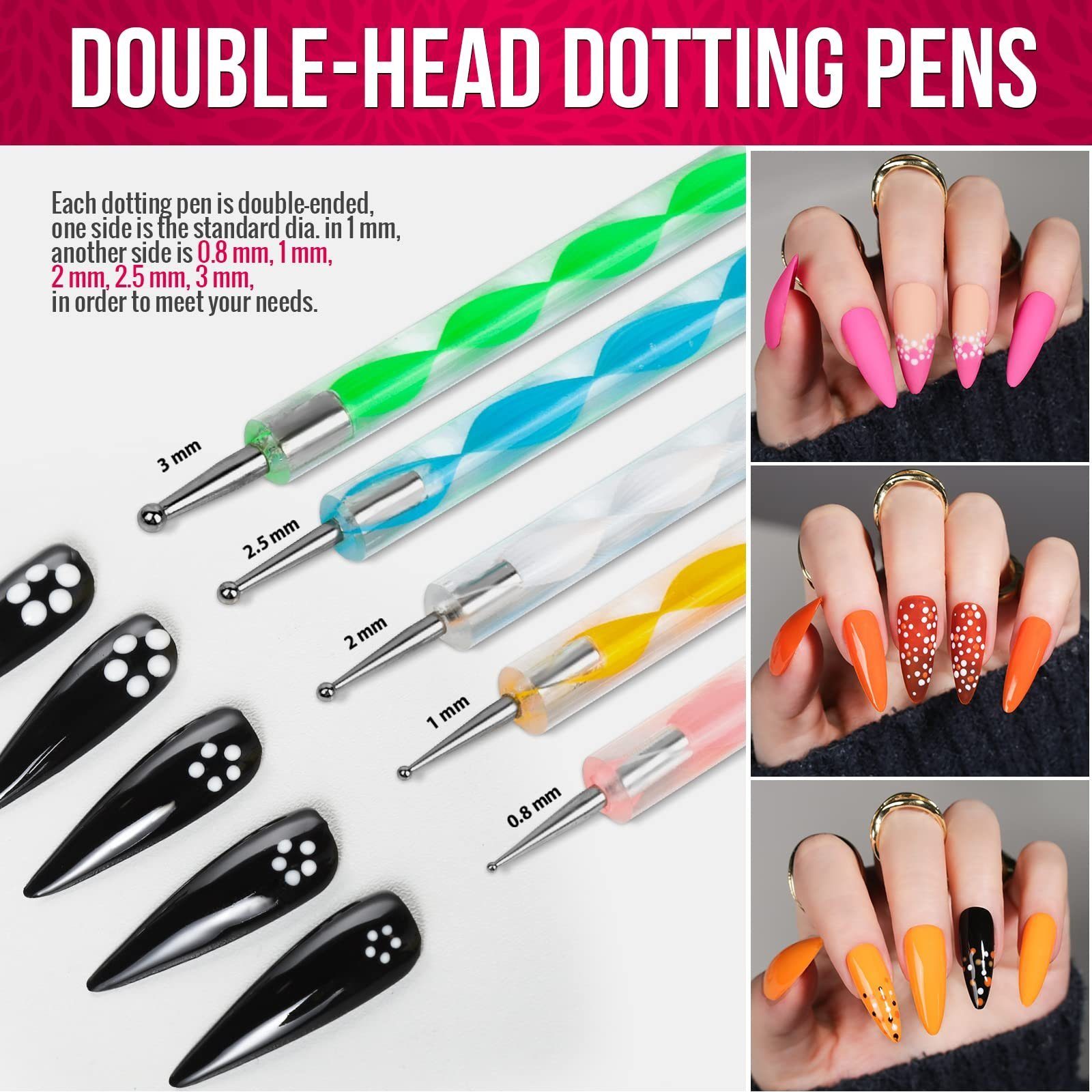 AMR HOME Nageldesign Zubehör Nail Art Pinsel Set 15 Stücke Nagel Pinsel Gelnägel Dekoration Nailart