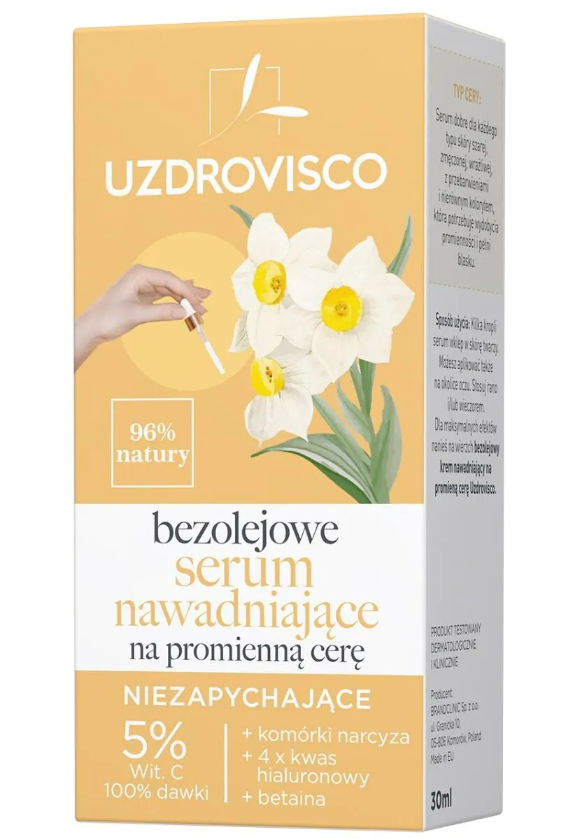 Uzdrovisco drėkinamasis serumas be aliejaus spindinčiai odai, neužkemša gleivių