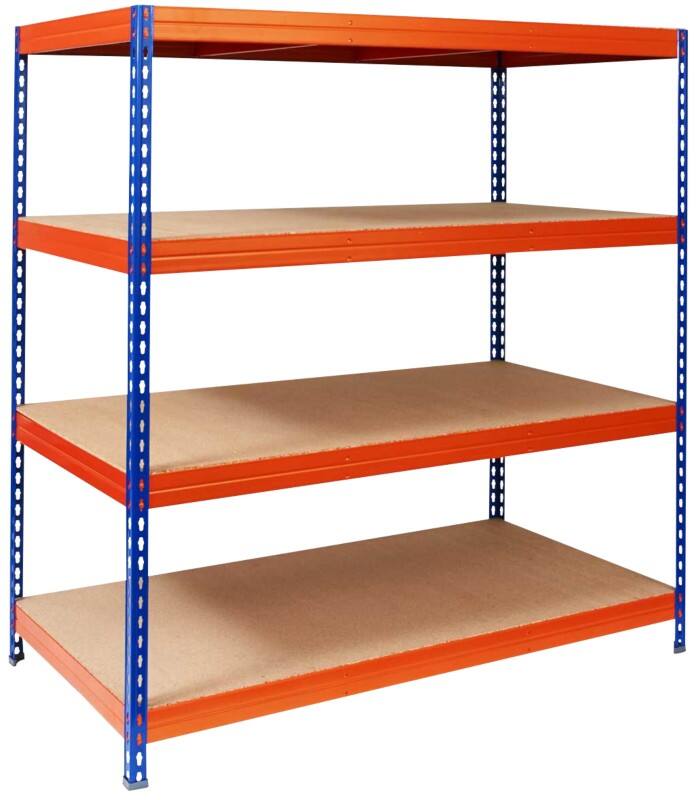 Office Marshal Weitspannregal Blau, Orange 4 Fächer 1.500 x 800 x 2.000 mm