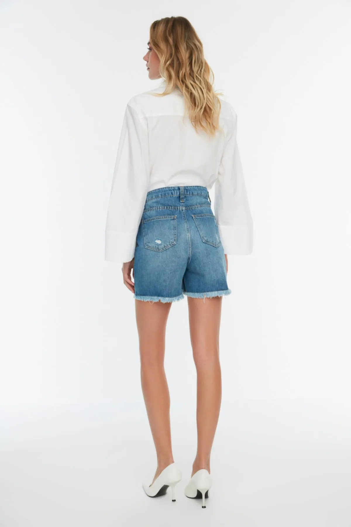 Trendyol Collection  Shorts - Blau - Hoher Bund