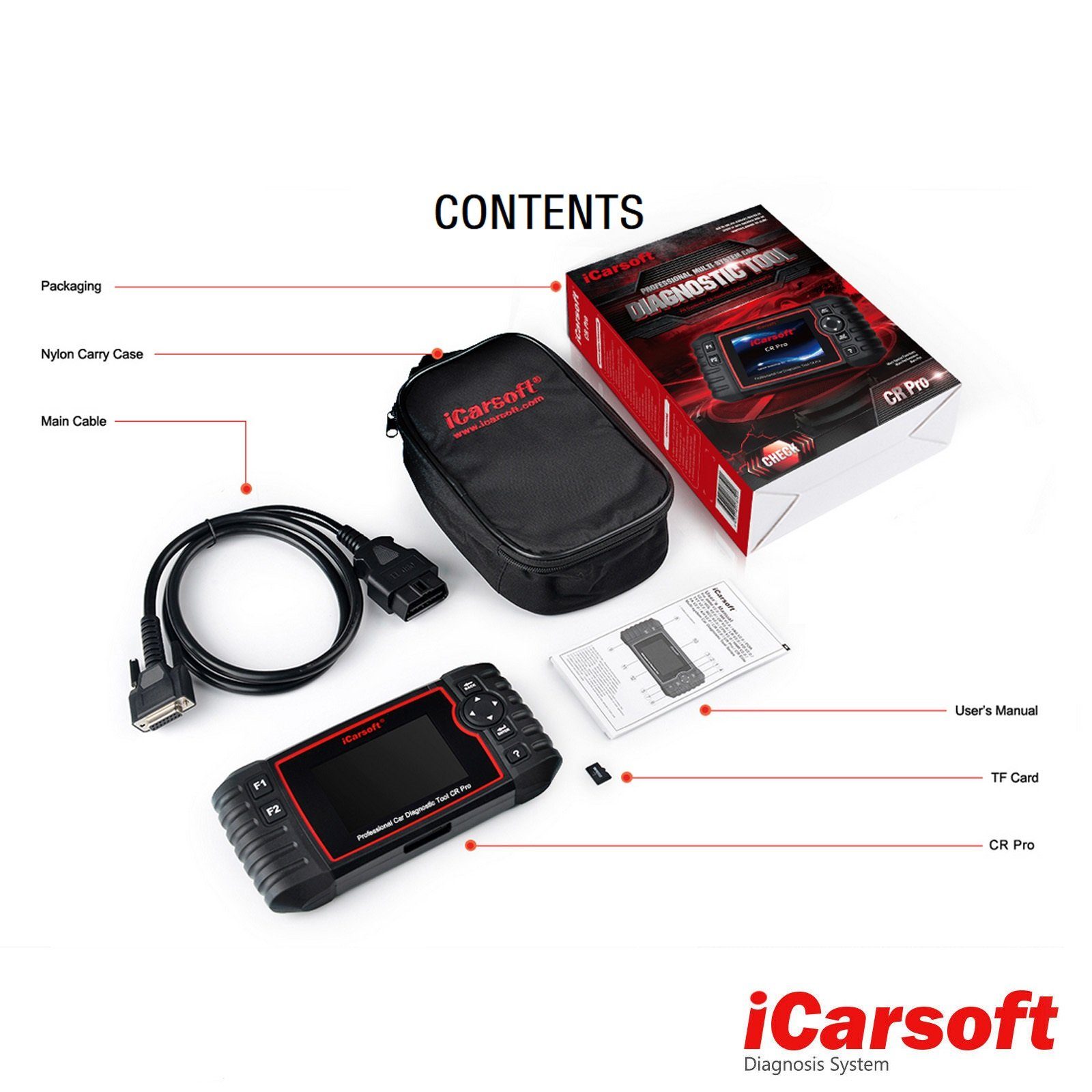iCarsoft OBD2-Diagnosegerät CR PRO OBD-2 Scanner + Kostenlose Online Updates DEUTSCH