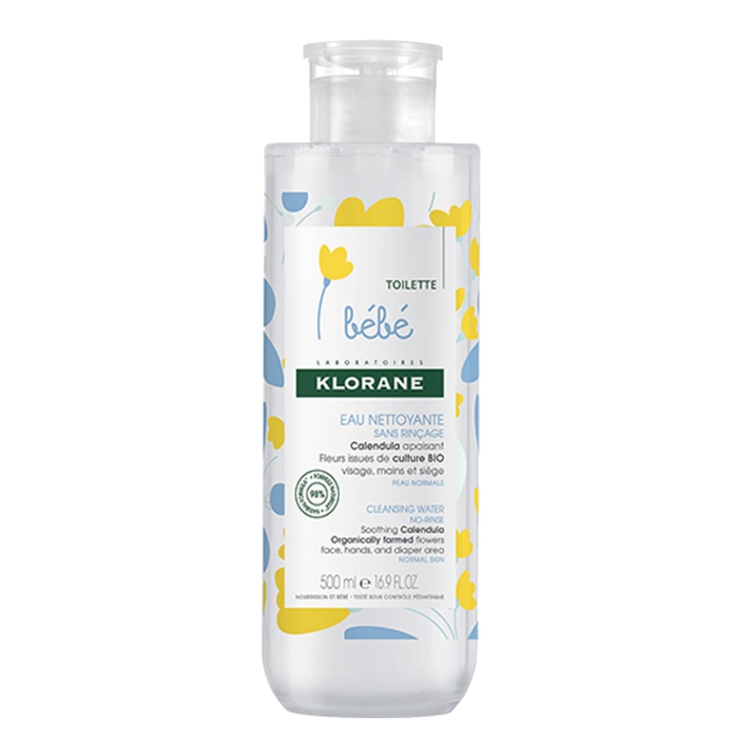 Klorane Eau Nettoyante Bébé Au Calendula - Sans Rinçage - 500 ml