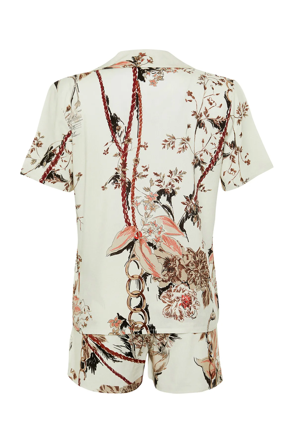 Trendyol Collection  Mehrfarbiges Pyjama-Set aus gewebter Viskose mit Blumenmuster THMSS24PT00186