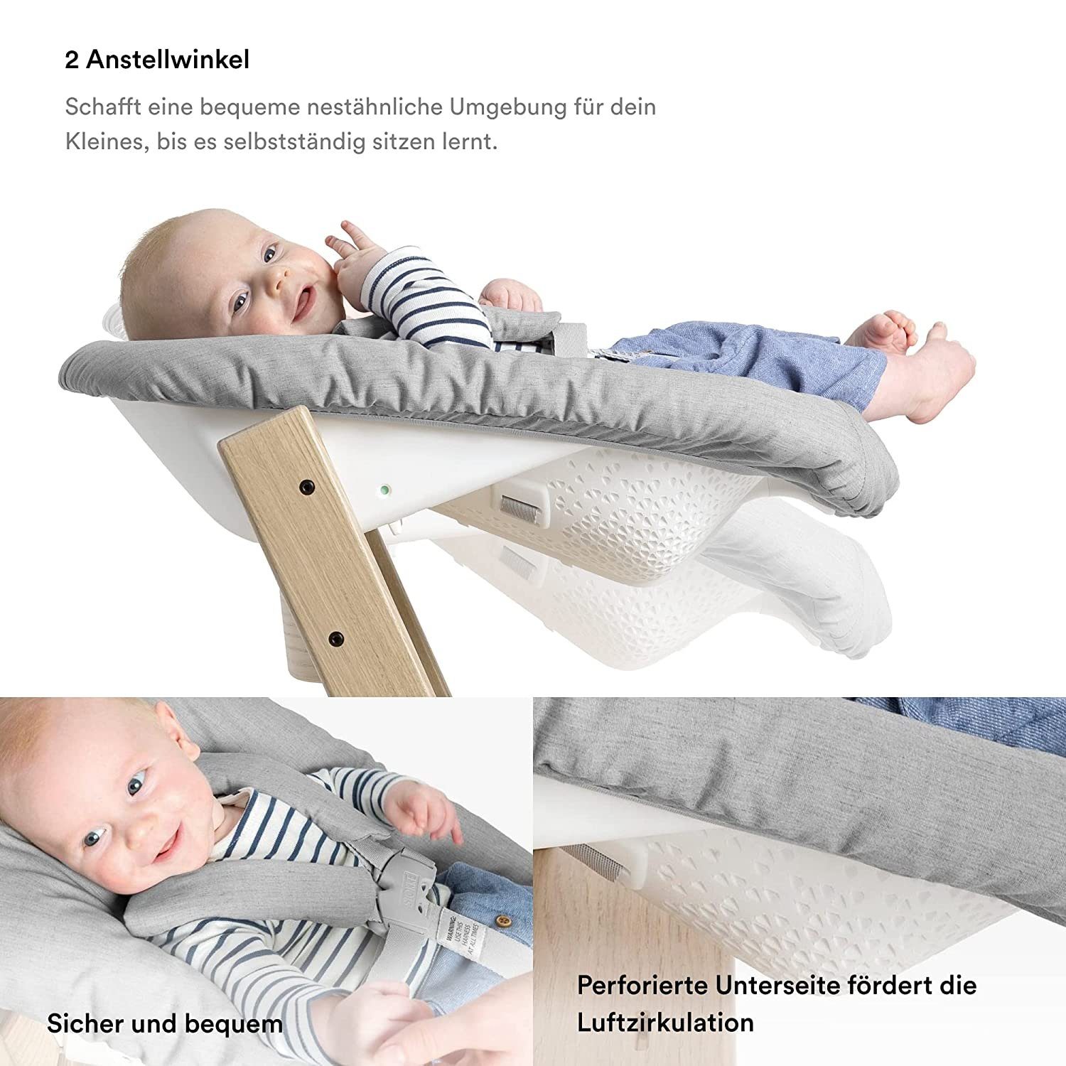 Stokke Hochstuhl Tripp Trapp® Kinderhochstuhl mit Newborn Set, Höhen- und tiefenverstellbare Sitz- und Fußplatten