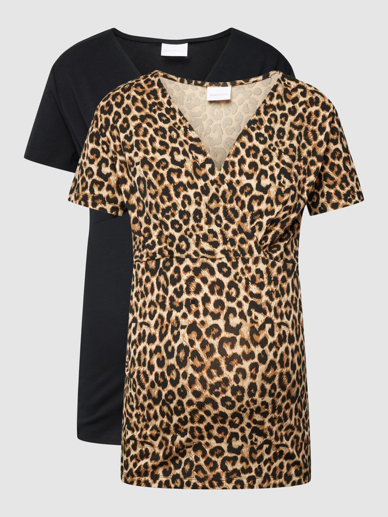 Umstands-T-Shirt mit V-Ausschnitt Modell 'TESS' in schwarz