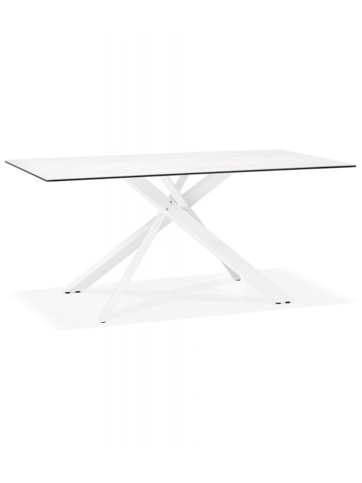 KADIMA DESIGN Esstisch aus Metall und Glas | Großer Esszimmertisch mit Marmoroptik in Weiß günstig kaufen onesize