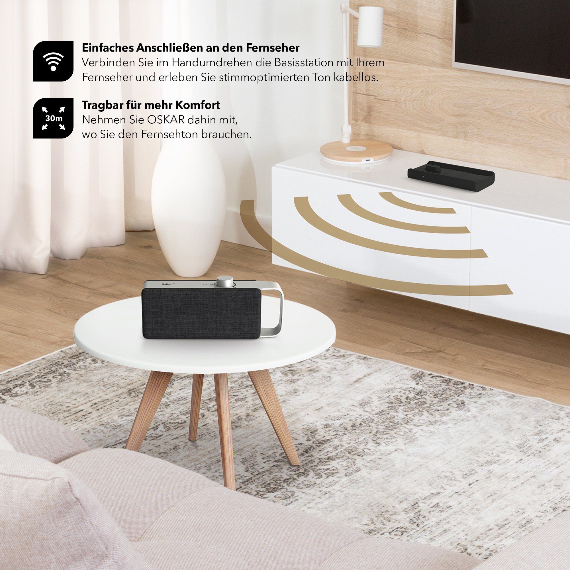 faller audio OSKAR Sprachverstärker, Hörverstärker für den Fernseher Wireless Lautsprecher