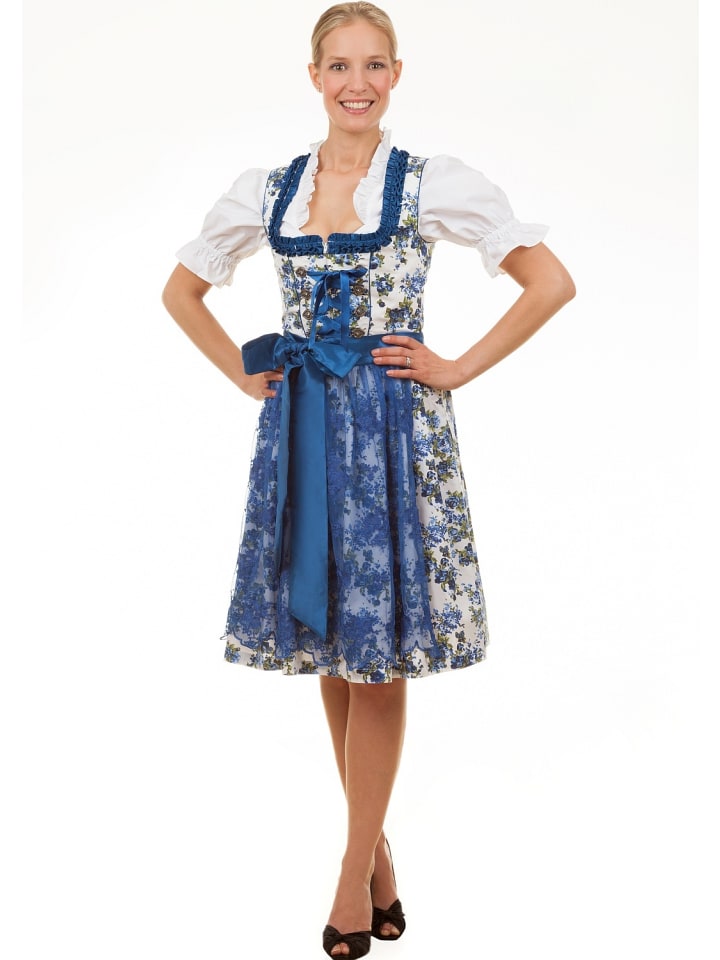 Edelnice Midi Dirndl 2-teilig Estefania in blau günstig kaufen