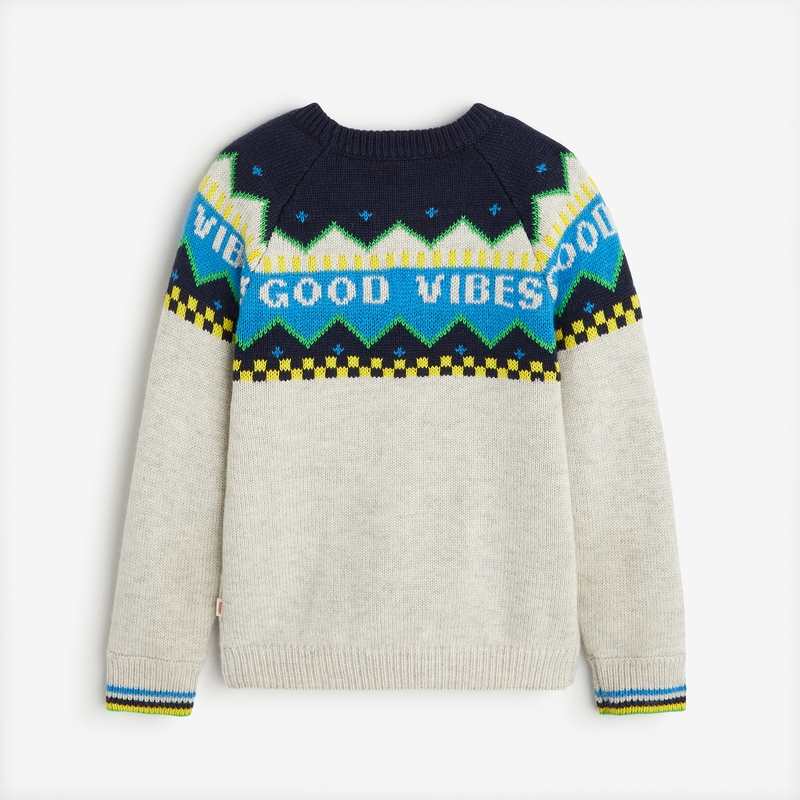Pull good vibes enfant gris chiné garçon Catimini