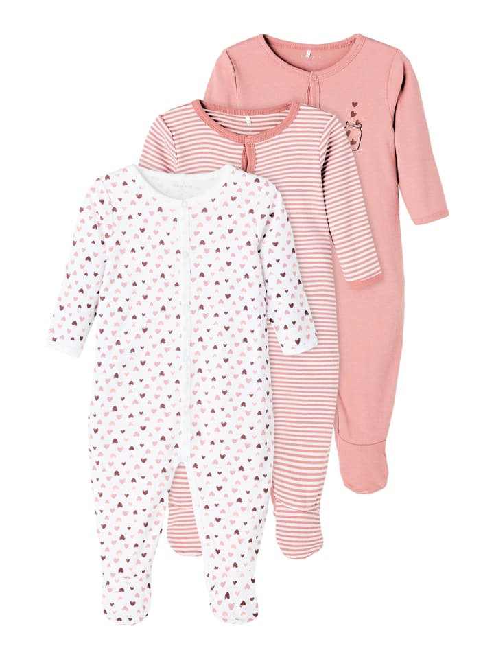 name it Mädchen Schlafanzug im 3er-Pack mit Knöpfen in Rosa günstig kaufen 92