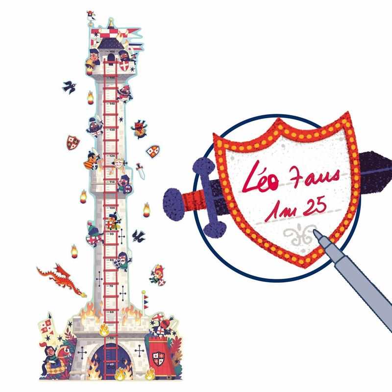 Toise-sticker mural Tour aux chevaliers Djeco