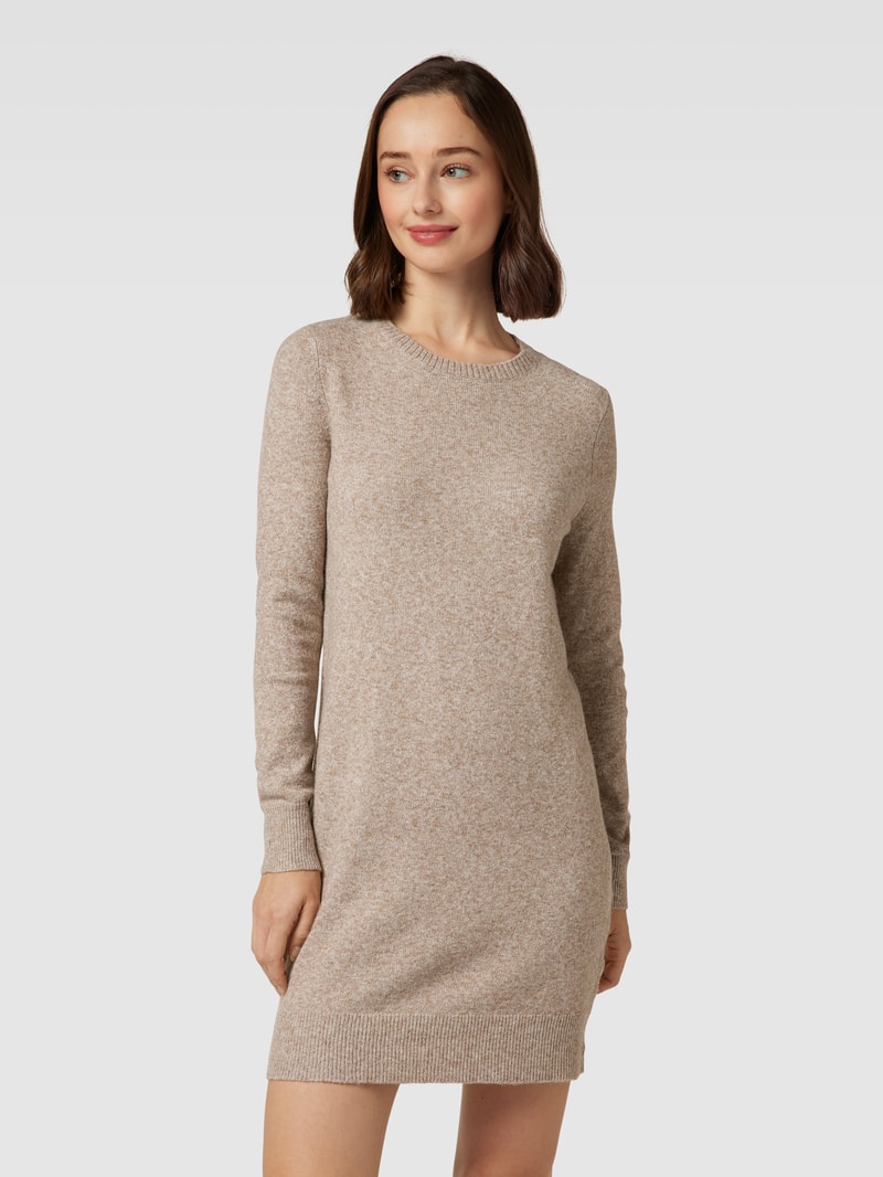 Strickkleid mit Rundhalsausschnitt Modell 'DOFFY' in beige