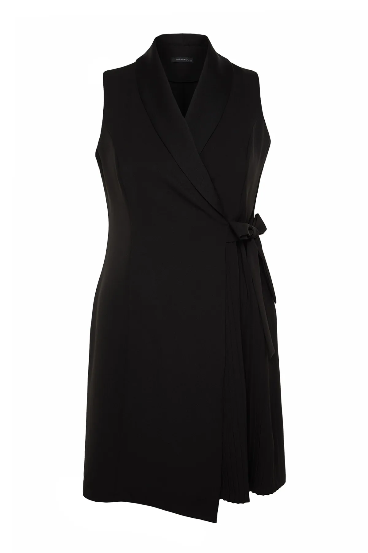 Trendyol Curve  Schwarzes gerades, zweireihiges gewebtes Kleid TBBSS23AH00254