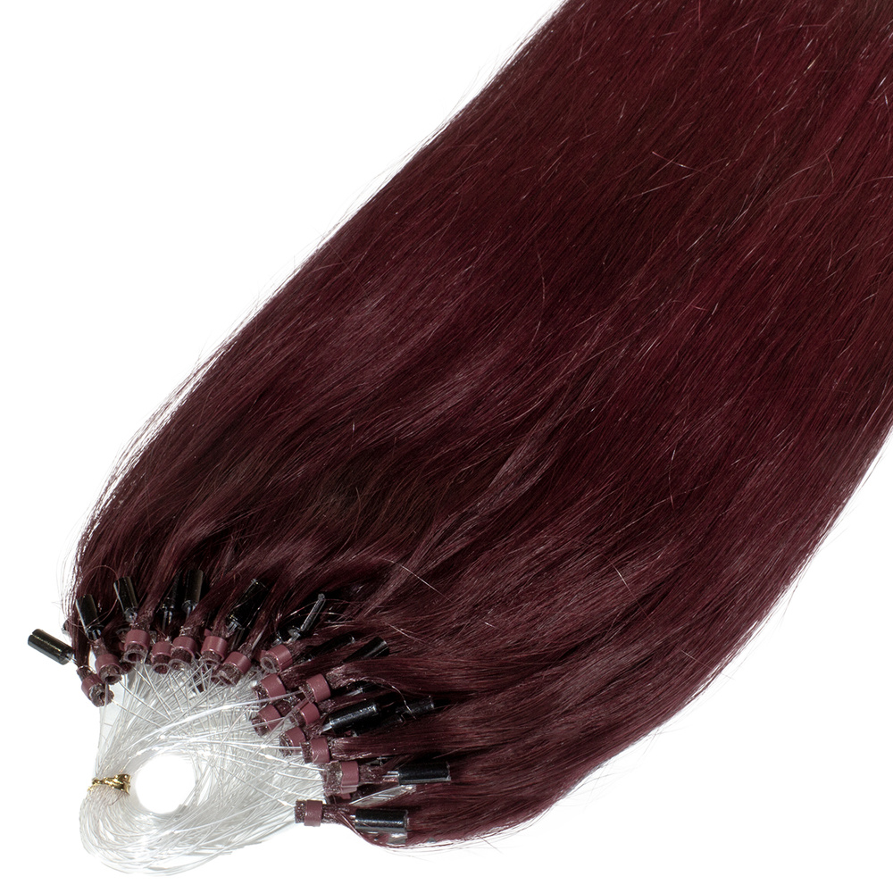hair2heart Extensions à froid Microring Premium cheveux naturels #99j Bourgogne 0.5g extensions