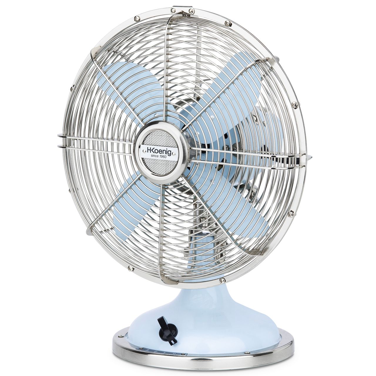 H.Koenig Elektrischer Tischventilator im Retro-Stil, hellblau