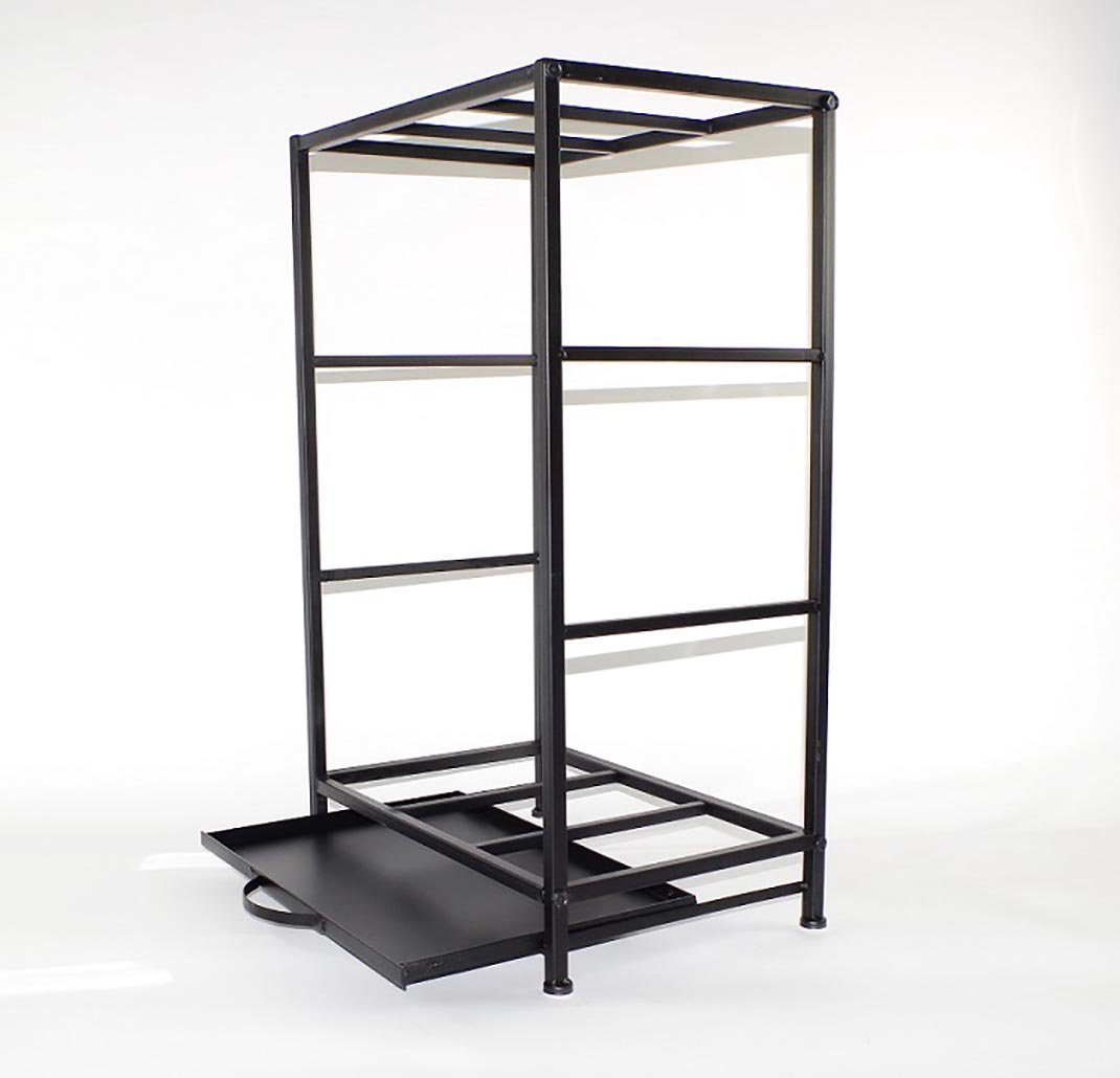 Kobolo Kaminholzregal Kaminholzständer aus Metall schwarz lackiert, BxTxH:50x32x80 cm