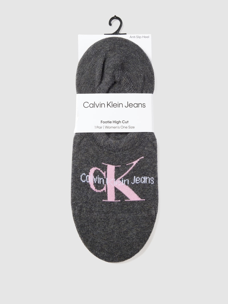 Sneakersocken mit Label-Prägung in dunkelgrau