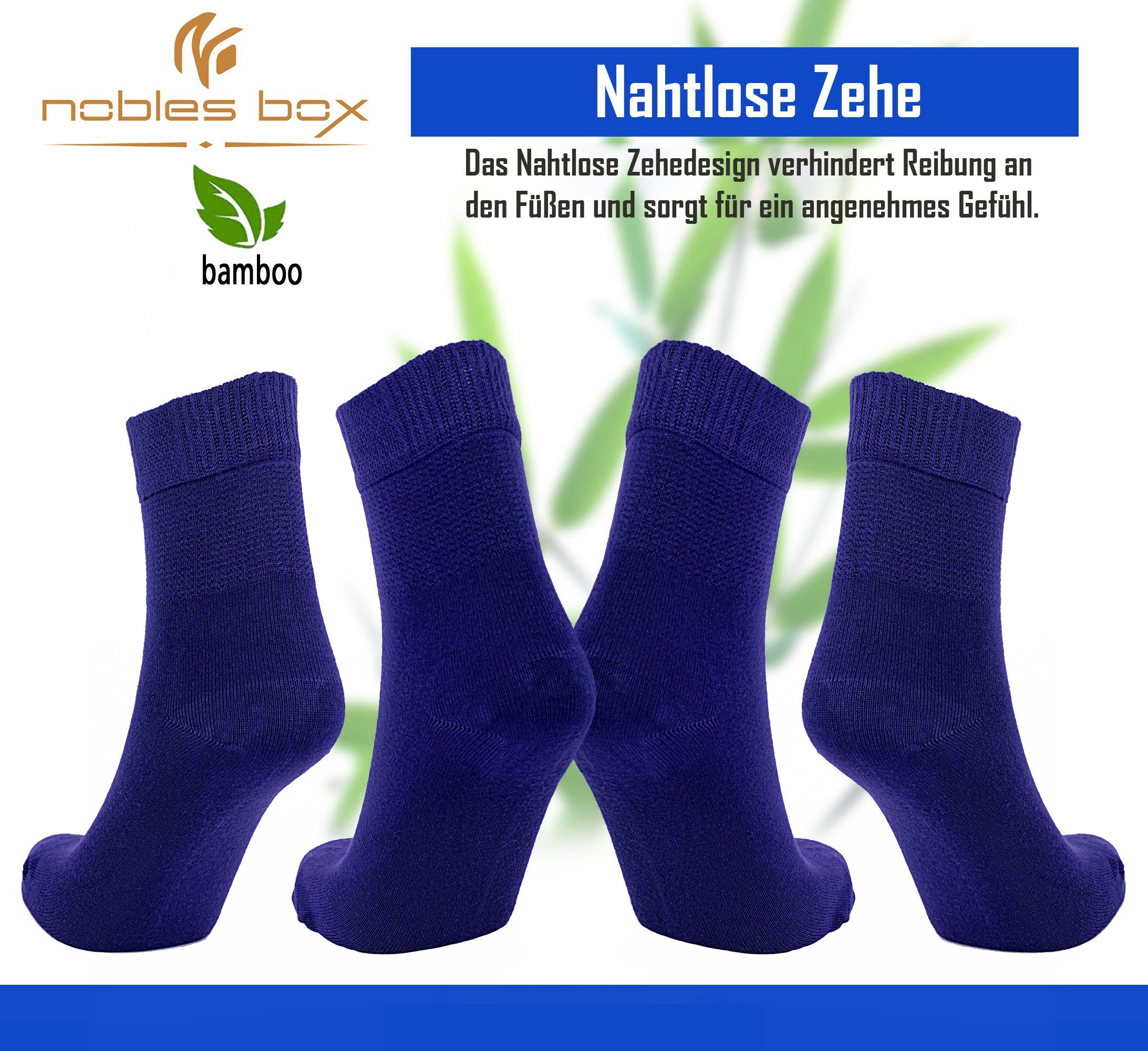 NoblesBox Diabetikersocken Damensocken (Beutel, 4 Paar) Bambussocken