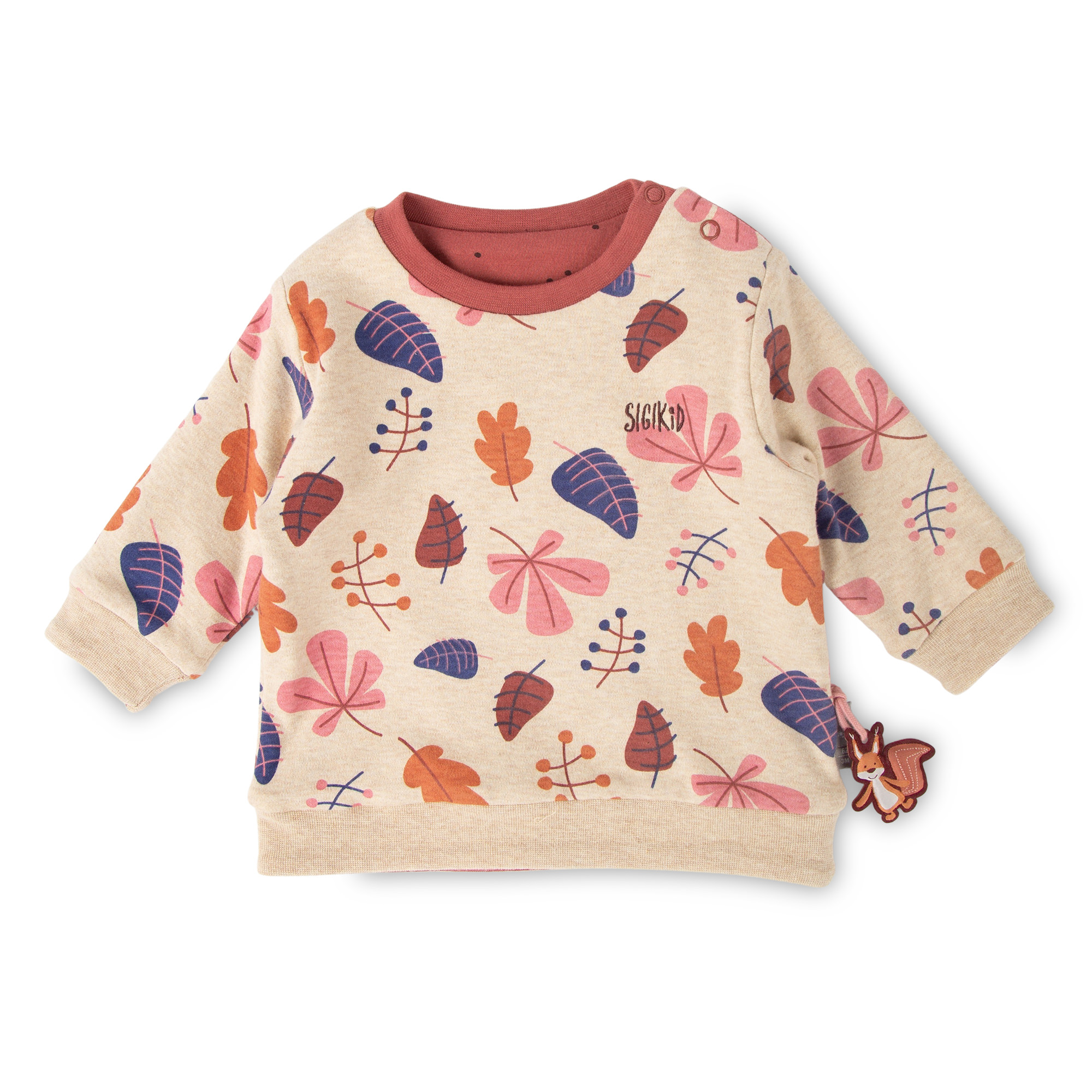Baby Wendeshirt rotbraun mit Pünktchen/bunter Herbstprin