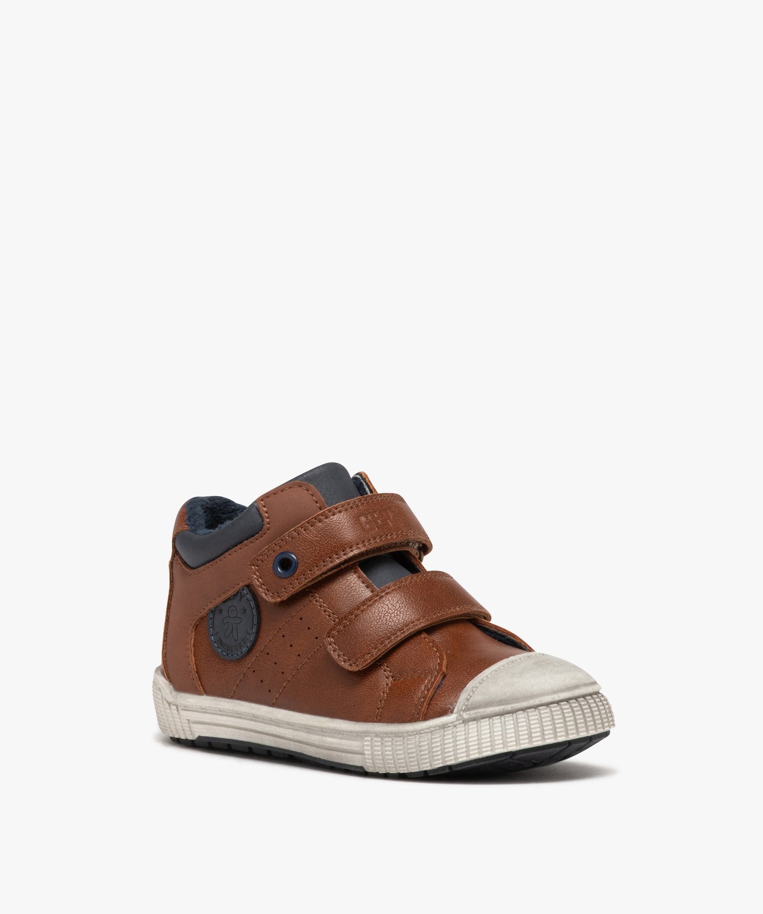 Baskets Garçon mid-cut bicolores à double scratch - Gepy camel | GEMO