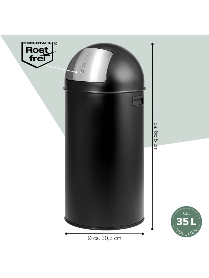 eluno Pushmülleimer 35 Liter aus Stahlblech, Retro Abfalleimer mit abnehmbarem Deckel günstig kaufen onesize