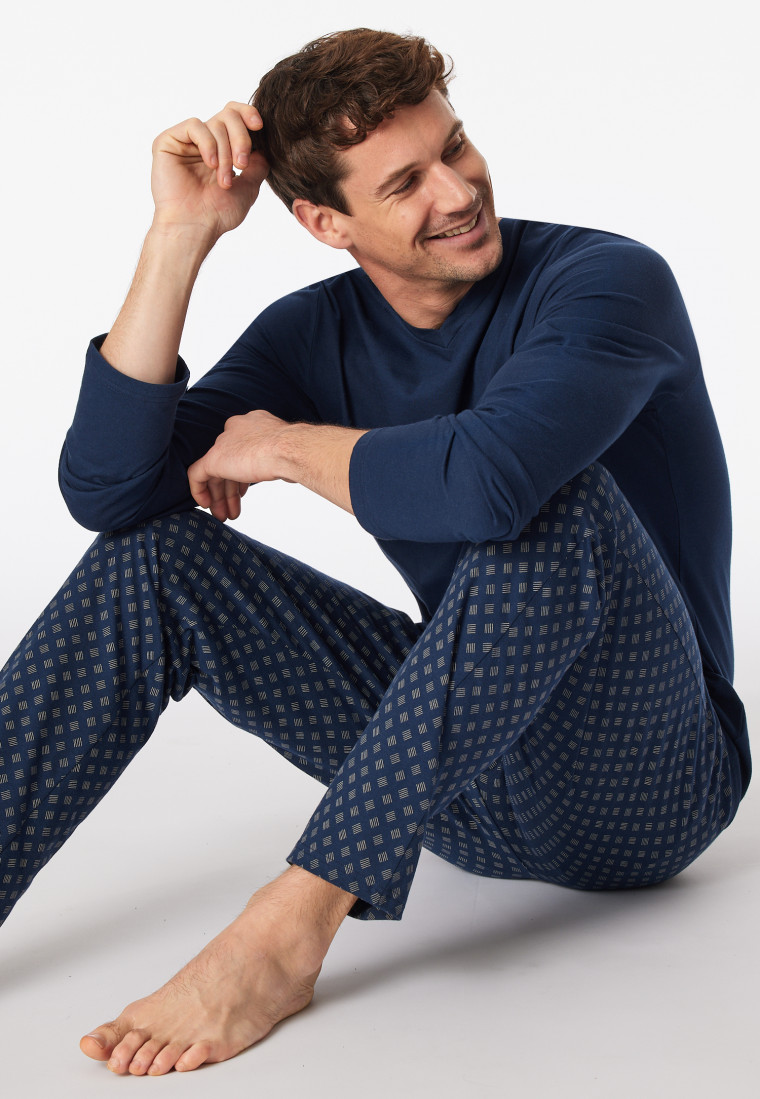 Schlafanzug lang V-Ausschnitt admiral - Casual Essentials