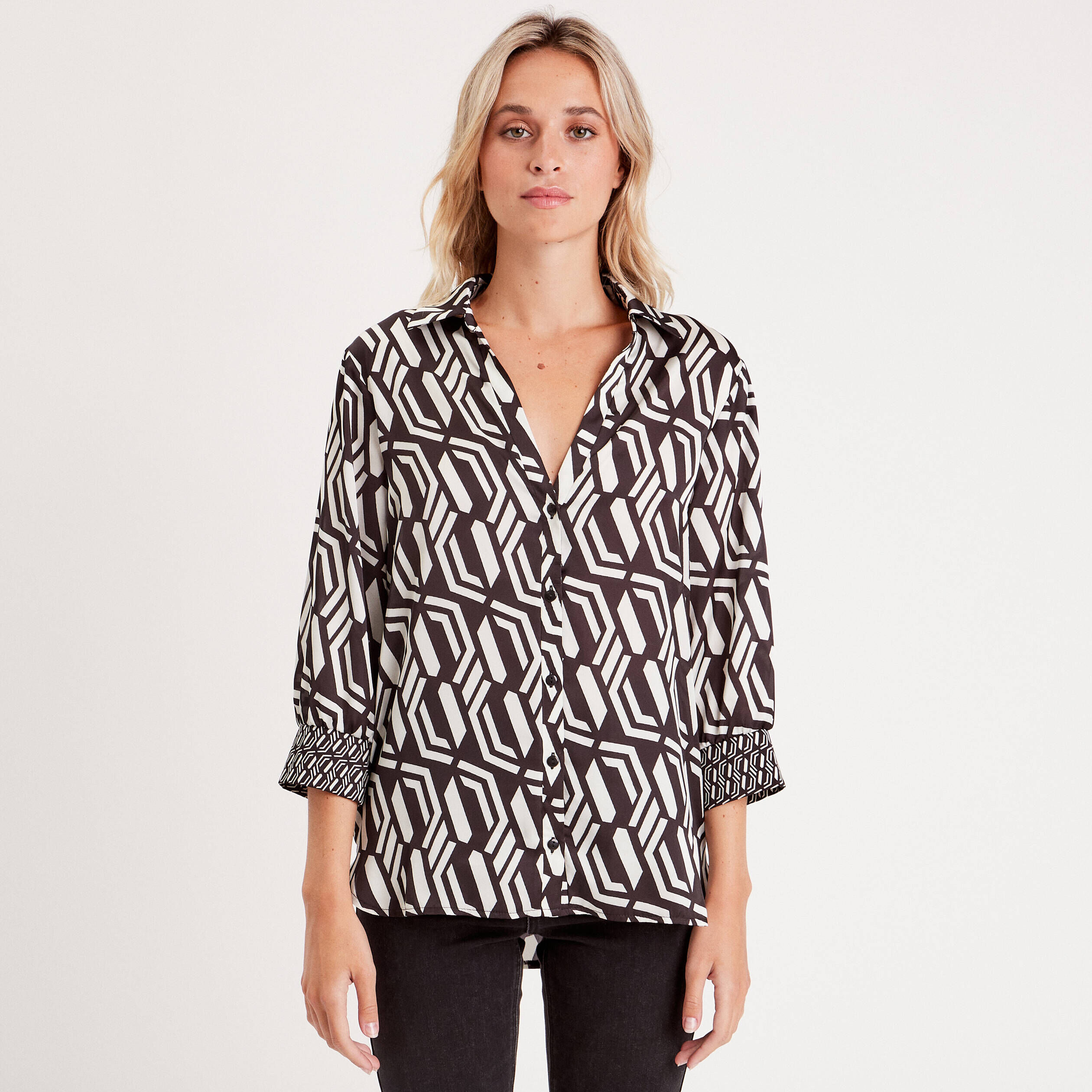 Chemise à manches longues beige femme | Cache Cache