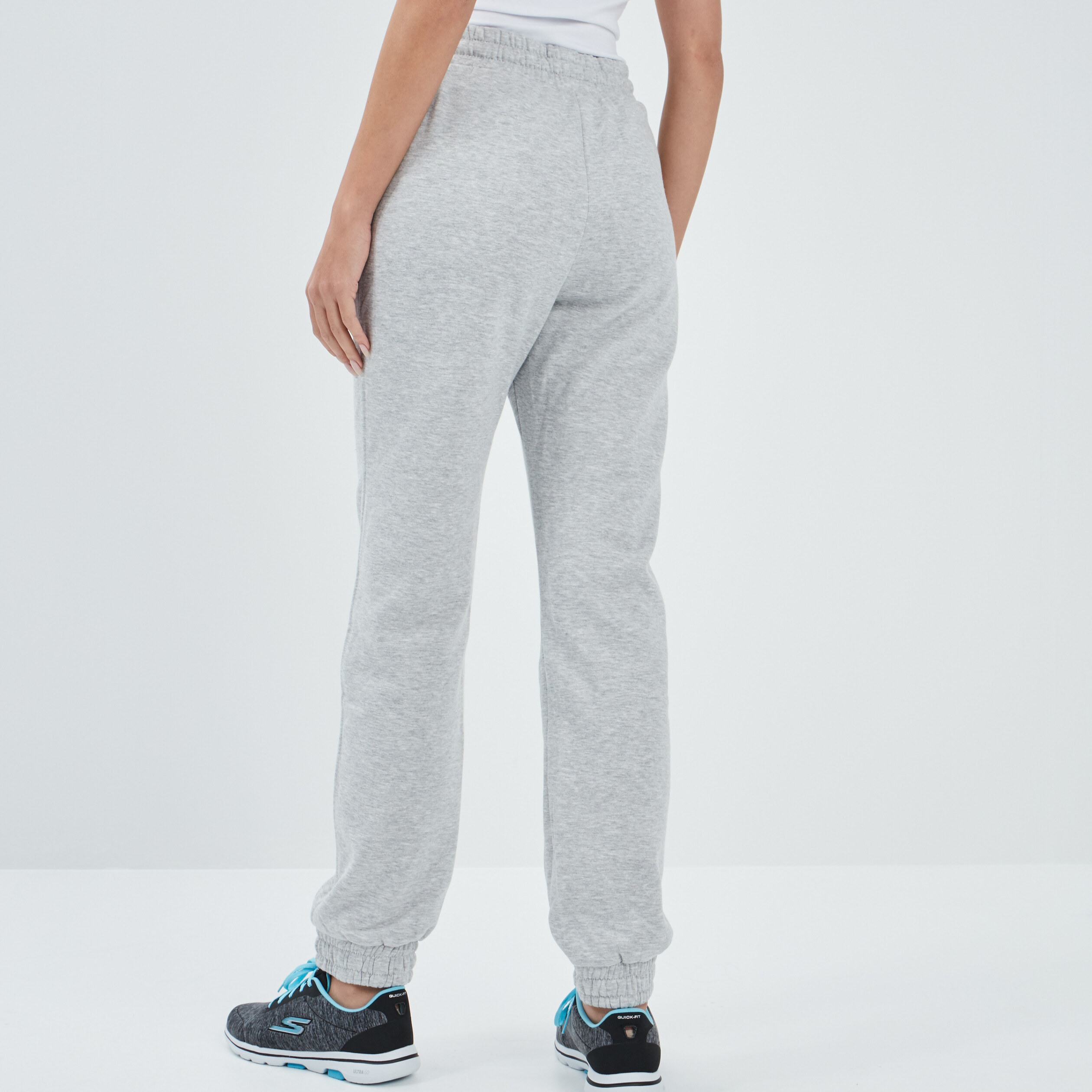 Pantalon jogging droit molleton gris clair femme | La Halle